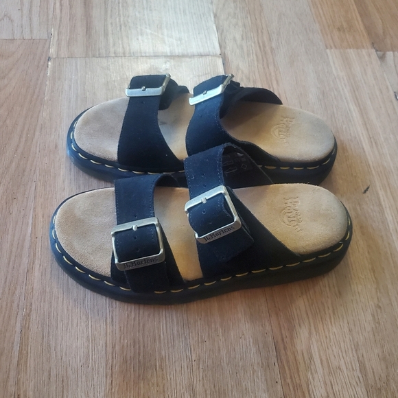Dr Martens Josef Suede Slide Sandals In Black With Adjustable Straps, Size 6 - Picture 6 of 11